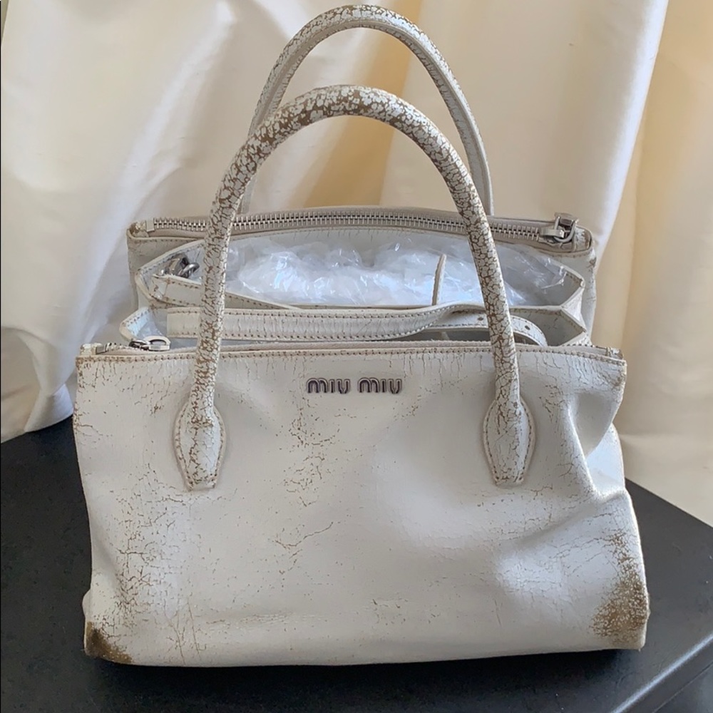 Miu Miu Leather Craquele Handbag